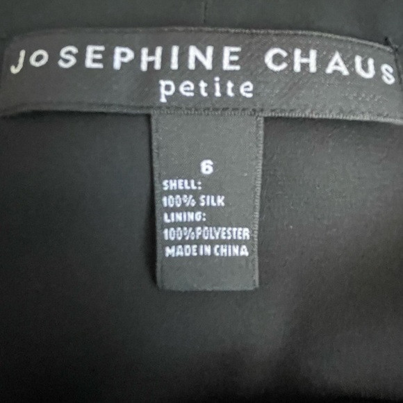 Josephine Chaus Skirt 6 Petite Black 100% Silk Embroidered Wrap Tropical Travel - Picture 9 of 10